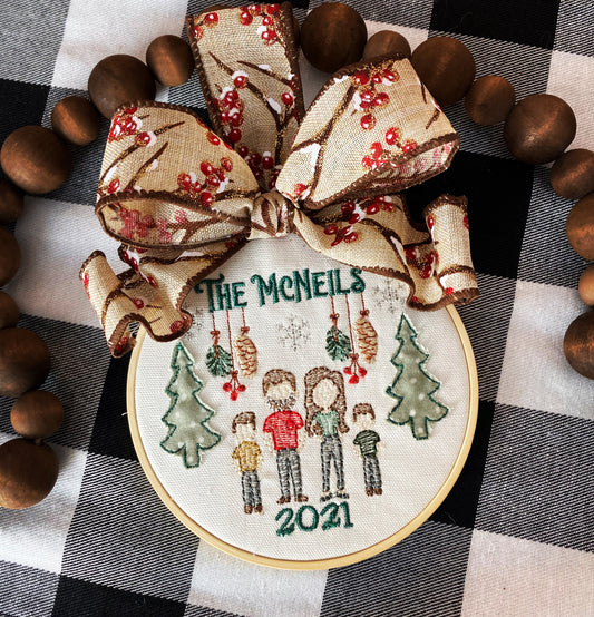 Custom Embroidered Family Ornament 5" (Buy 3 get 1 50% OFF!)