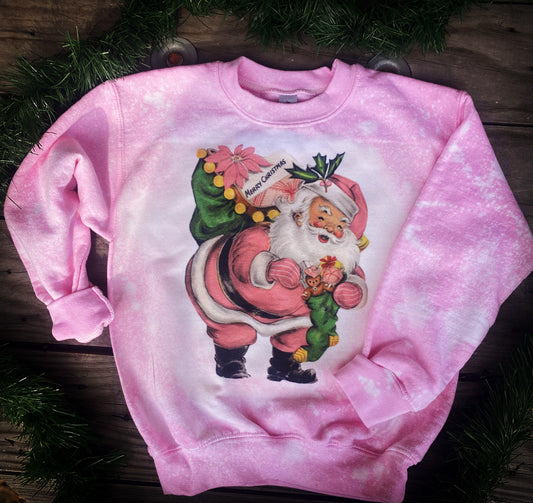 Pretty in Pink Vintage Santa Sweatshirt (Youth Sizes & Adult Sizes!)